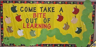come take a bite out of learning bulletin board